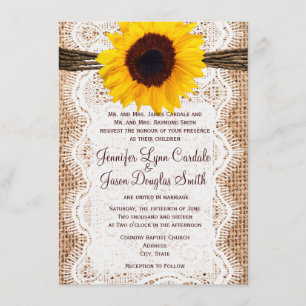 Invitación a la boda del girasol con dos brazos de