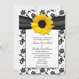 Invitación a la boda del girasol de Damasco blanco