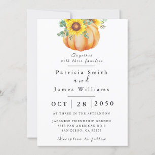 Invitación a la boda del girasol de la calabaza