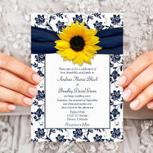 Invitación a la boda del girasol de la Marina blan
