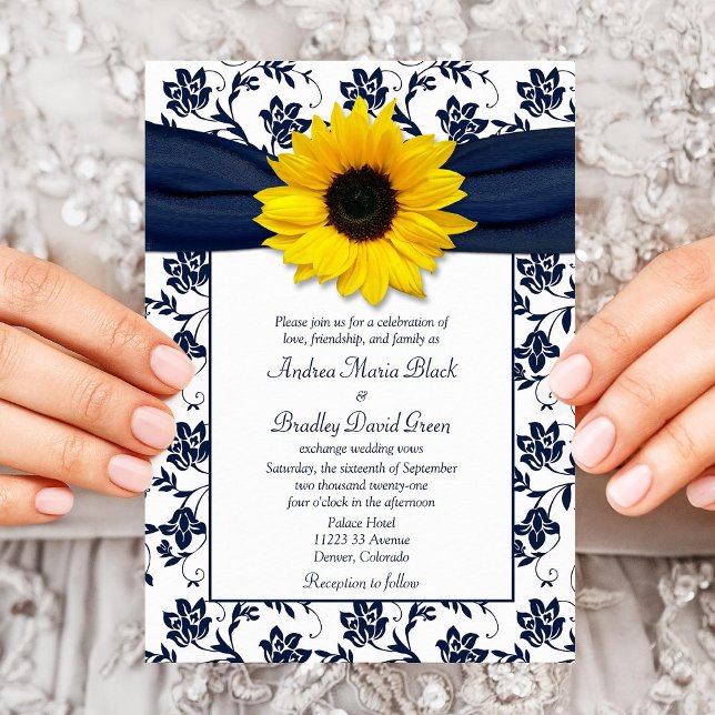 Invitación a la boda del girasol de la Marina blan (Subido por el creador)