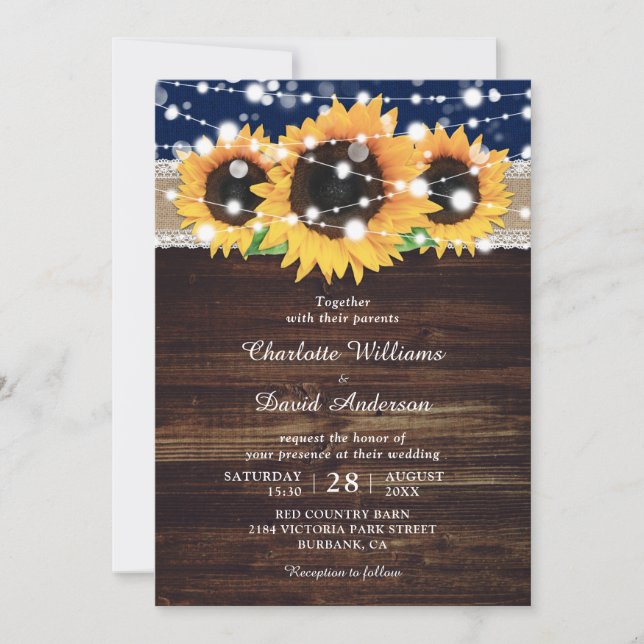 Invitación a la boda del girasol de la Marina Rusa (Anverso)