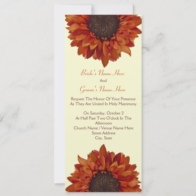 Invitación a la boda del girasol - De Novia y Groo (Anverso)