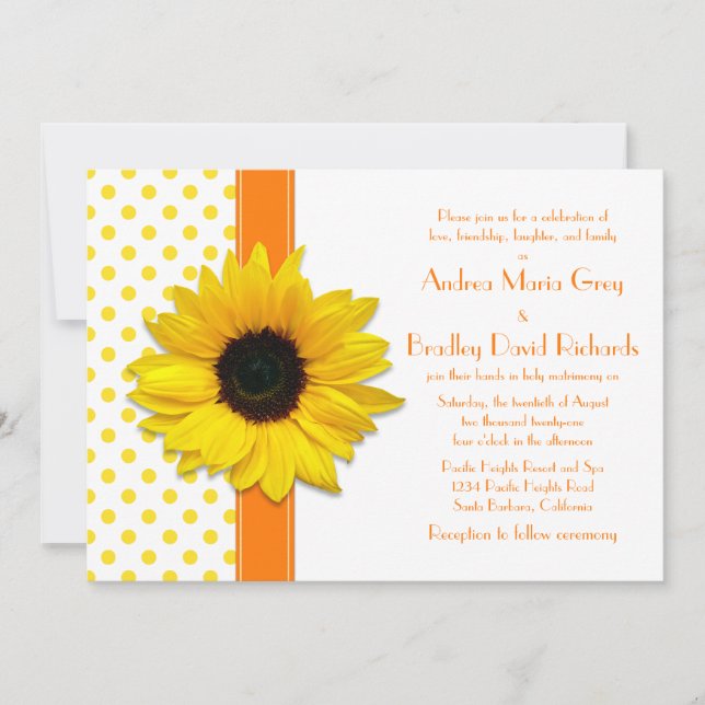 Invitación a la boda del girasol del punto de cont (Anverso)