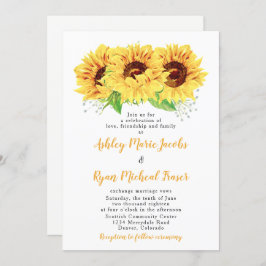 Invitación a la boda del girasol Floral acuarela