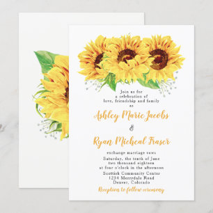 Invitación a la boda del girasol Floral acuarela