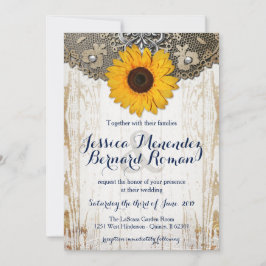Invitación a la boda del girasol floral rústico