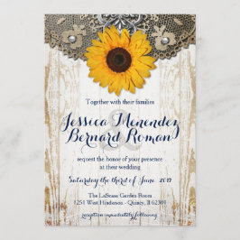 Invitación a la boda del girasol floral rústico