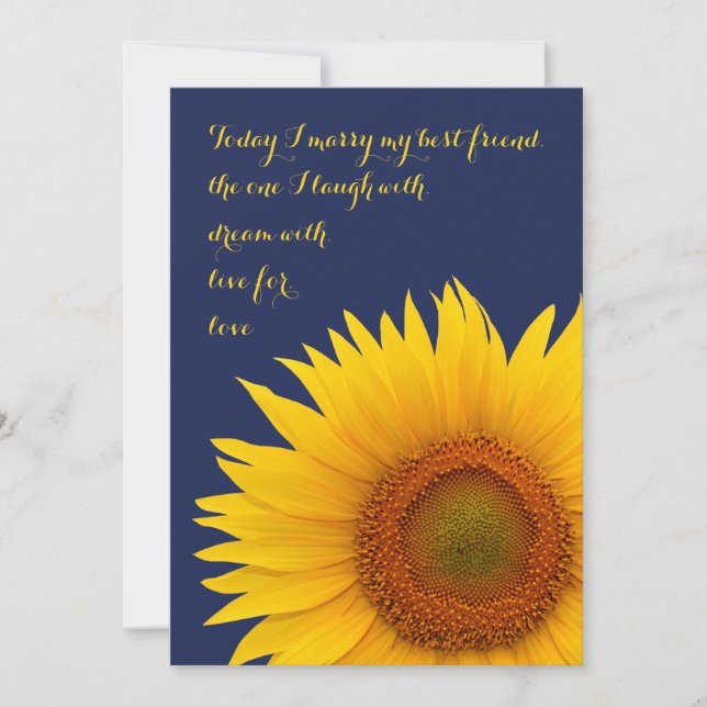 Invitación a la boda del girasol Marina amarillo a (Anverso)