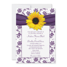 Invitación a la boda del girasol morado blanco de