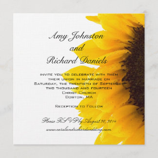 Invitación a la boda del girasol negro amarillo
