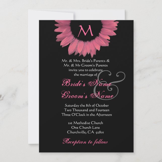 Invitación a la boda del girasol rosado (Anverso)