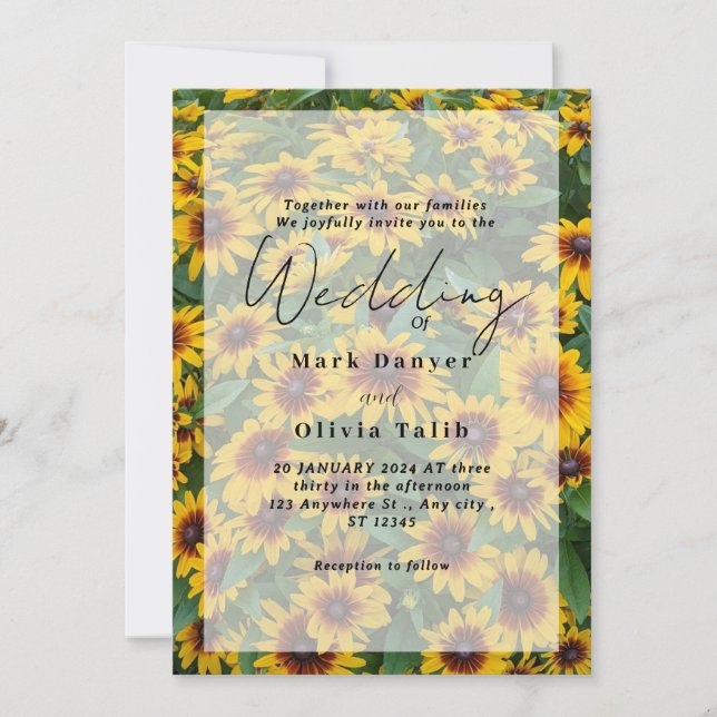 Invitación a la boda del girasol ruso (Anverso)