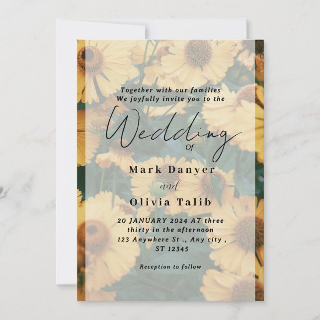 Invitación a la boda del girasol ruso (Anverso)