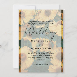 Invitación a la boda del girasol ruso