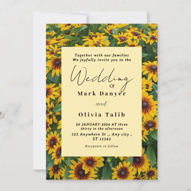 Invitación a la boda del girasol ruso (Anverso)