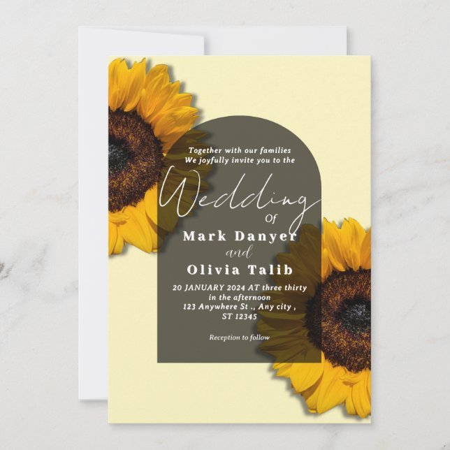 Invitación a la boda del girasol ruso (Anverso)