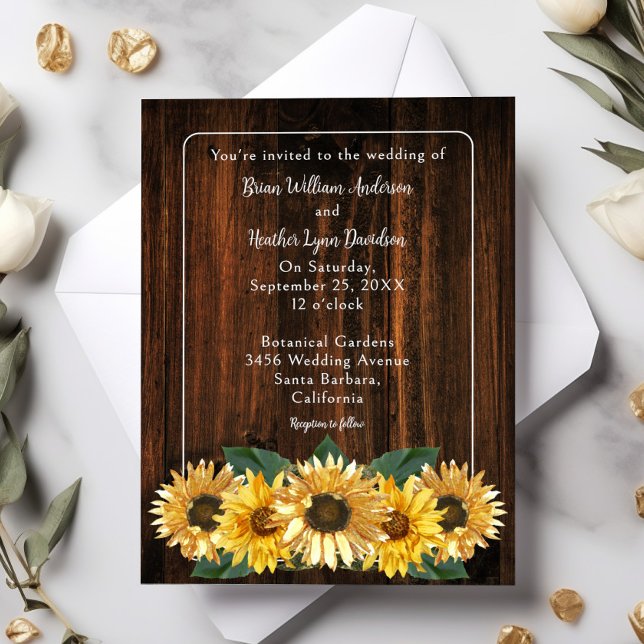 Invitación a la boda del girasol ruso (Rustic Sunflower Wedding Invitation)