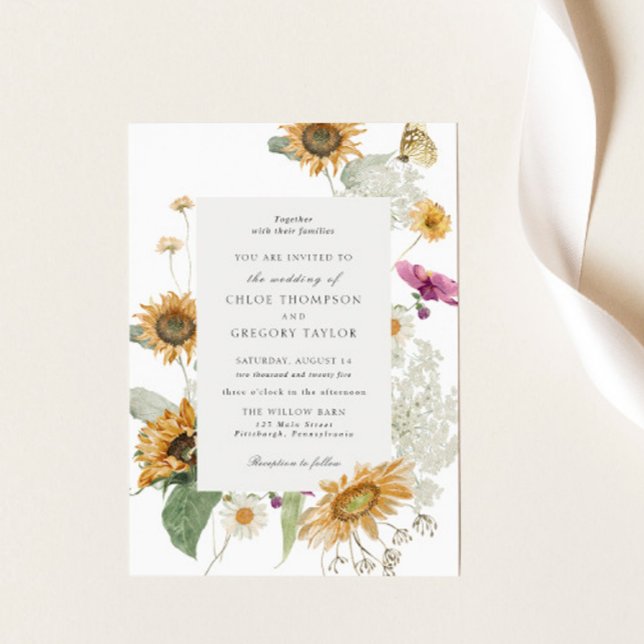 Invitación a la boda del girasol ruso (Subido por el creador)