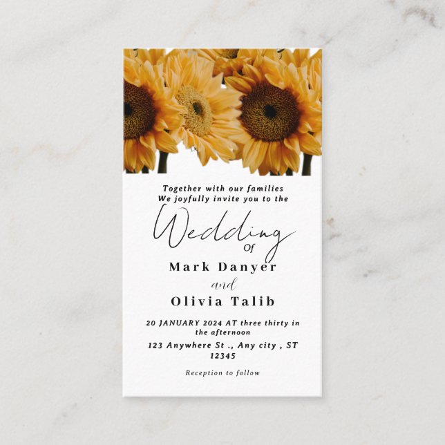 Invitación a la boda del girasol ruso (Anverso)