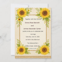 Invitación a la boda del girasol ruso