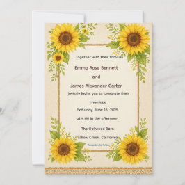 Invitación a la boda del girasol ruso