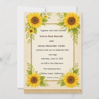 Invitación a la boda del girasol ruso
