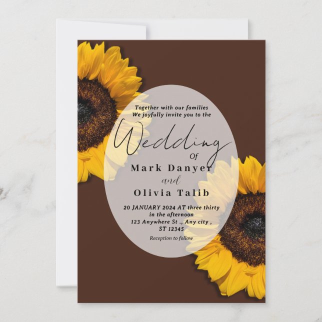 Invitación a la boda del girasol ruso (Anverso)