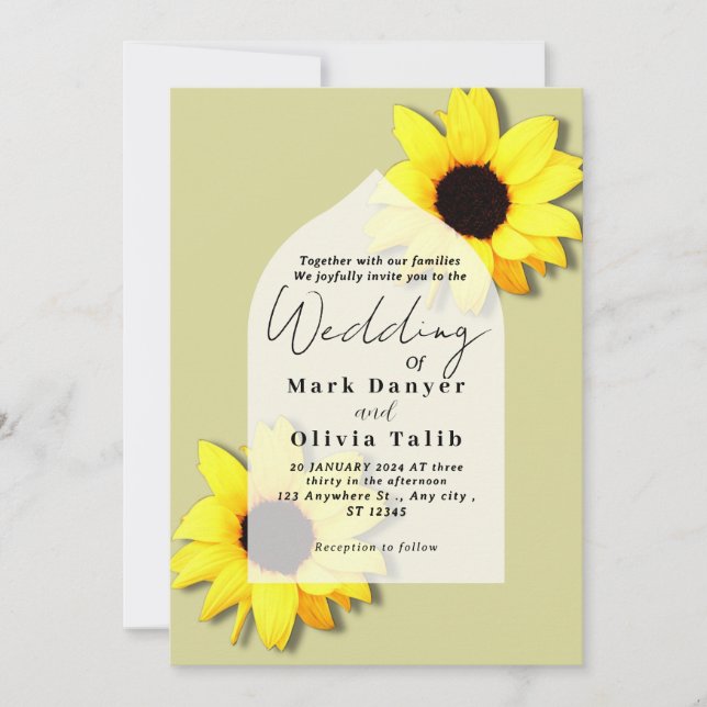 Invitación a la boda del girasol ruso (Anverso)