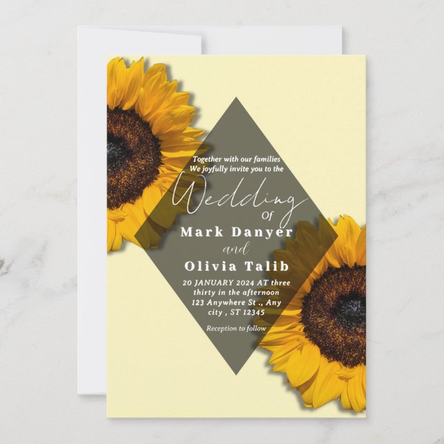 Invitación a la boda del girasol ruso (Anverso)