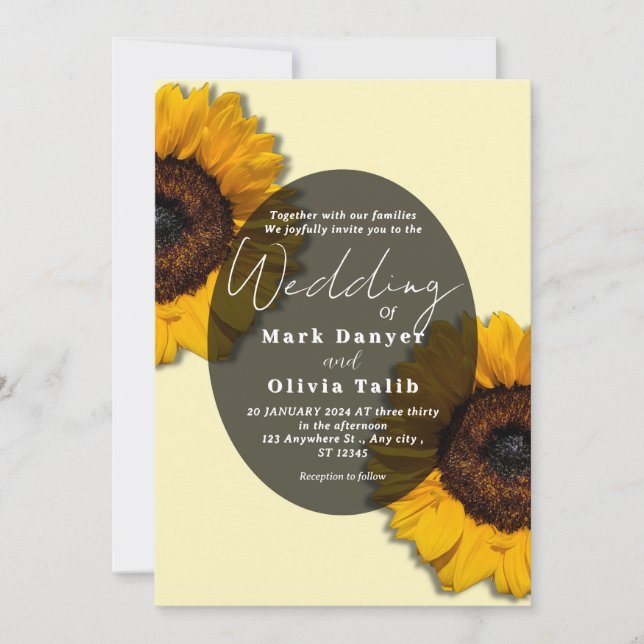 Invitación a la boda del girasol ruso (Anverso)