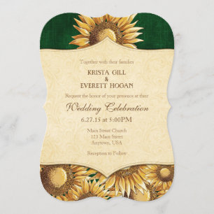 Invitación a la boda del girasol ruso verde oscuro