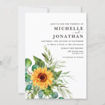 Invitación a la boda del girasol rústico Colores d