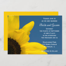 Invitación a la boda del girasol y el cielo azul