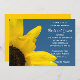Invitación a la boda del girasol y el cielo azul