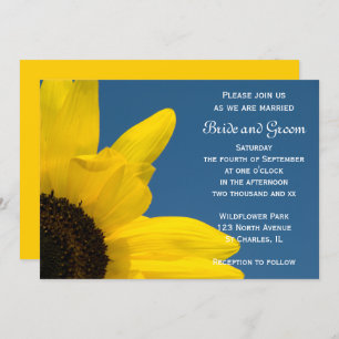 Invitación a la boda del girasol y el cielo azul