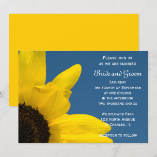 Invitación a la boda del girasol y el cielo azul