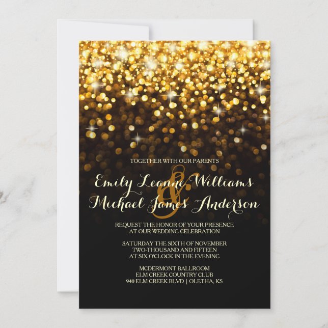 Invitación a la boda del Glam Glam Glitz de Hollyw (Anverso)