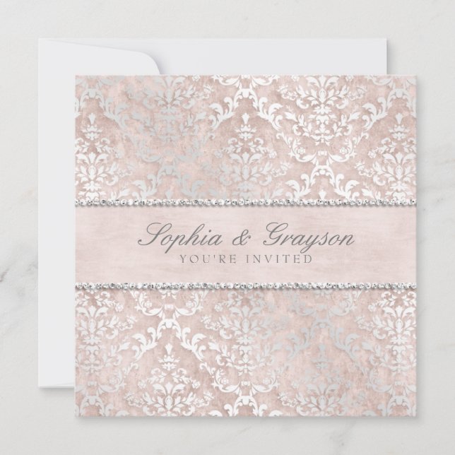 Invitación a la boda del glimmer del champagne Dam (Anverso)
