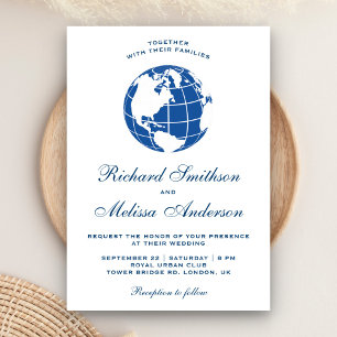 Invitación a la boda del Globo del Mapa del Mundo
