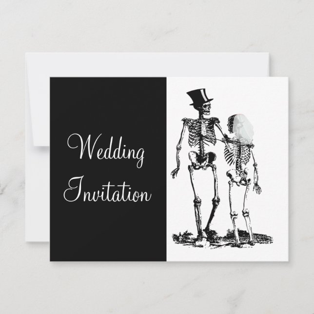 Invitación a la boda del Gótico del esqueleto blan (Anverso)