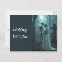Invitación a la boda del Gótico del esqueleto blan