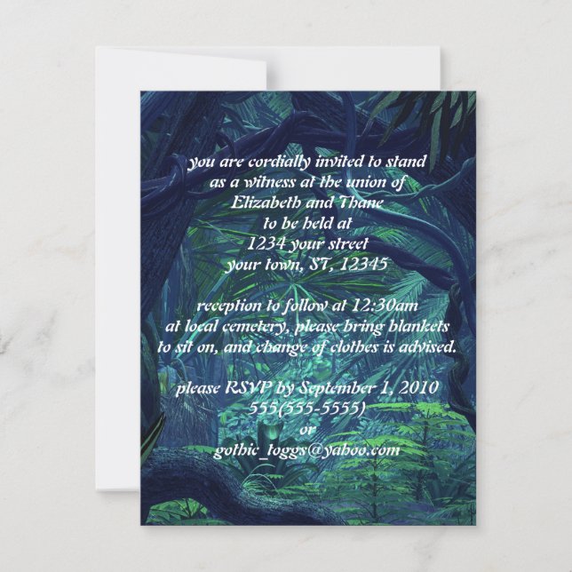 Invitación a la boda del Gótico forestal oscuro (Anverso)