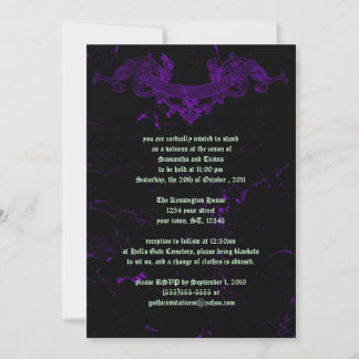 Invitación a la boda del Gótico púrpura de Mármol 