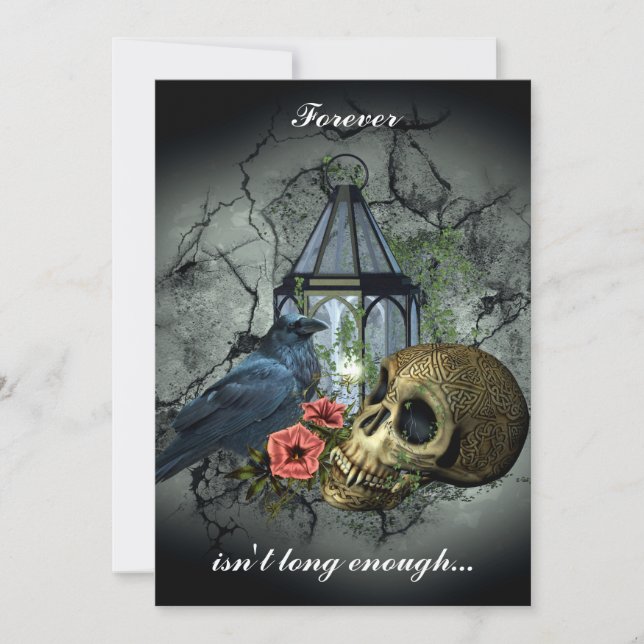 Invitación a la boda del Gótico Raven Vampire Skul (Anverso)
