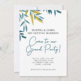 Invitación a la boda del Gran Fiesta Botánico Azul