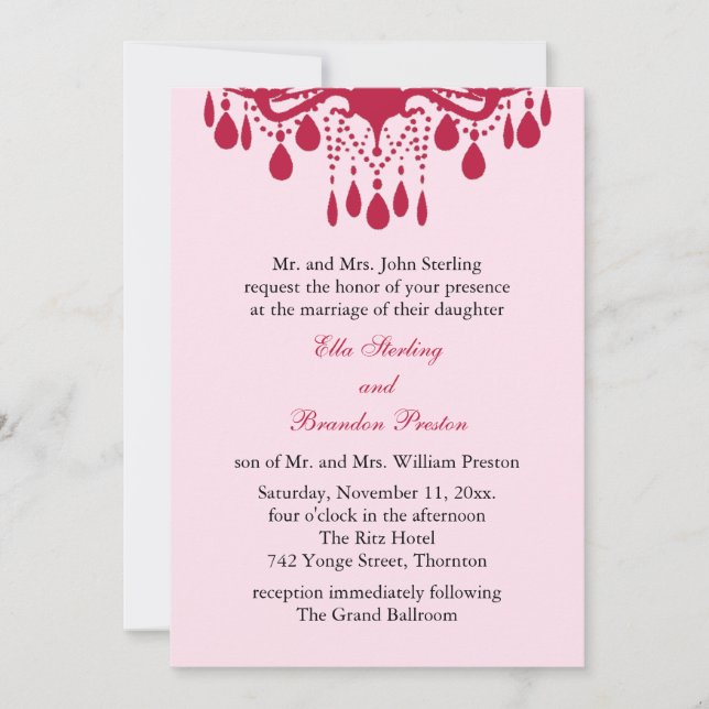 Invitación a la boda del Gran Salón de Baile (rojo (Anverso)