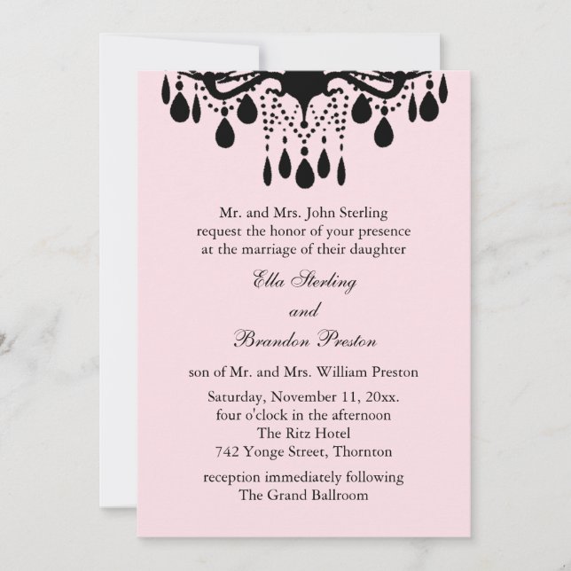 Invitación a la boda del Gran Salón de Baile (rosa (Anverso)