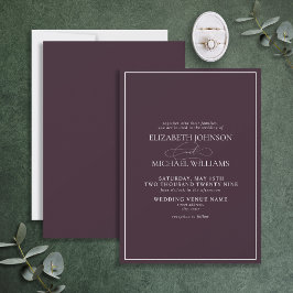 Invitación a la boda del guión clásico púrpura for