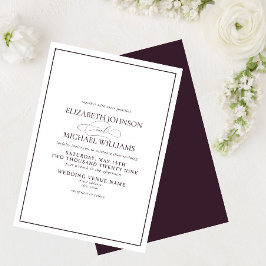 Invitación a la boda del guión clásico púrpura for